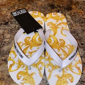 Versace Jeans Couture Flip Flops - White and Gold